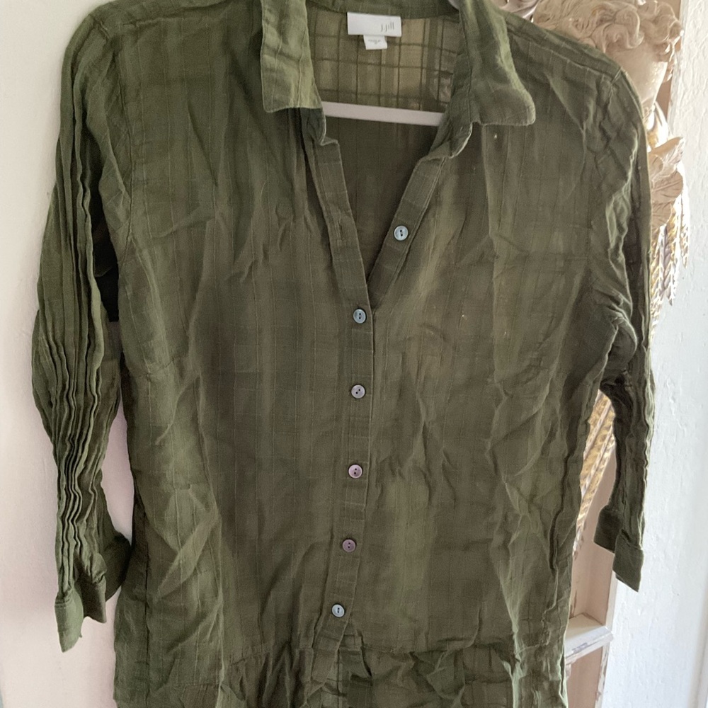 J. Jill Forest Green Plaid Shirt
